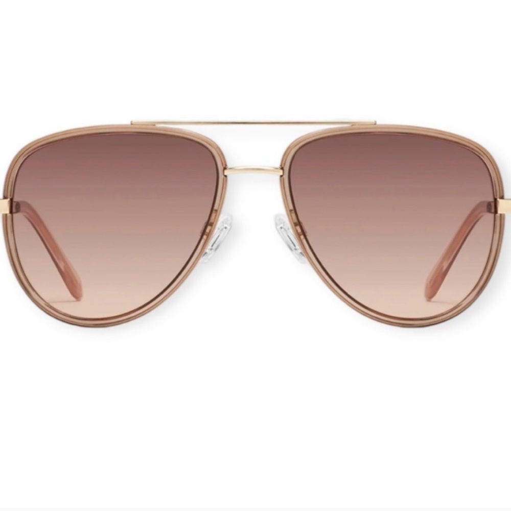 QUAY All In Aviator Sunglasses Doe Frame Brown Fawn Gradient Lens NWT